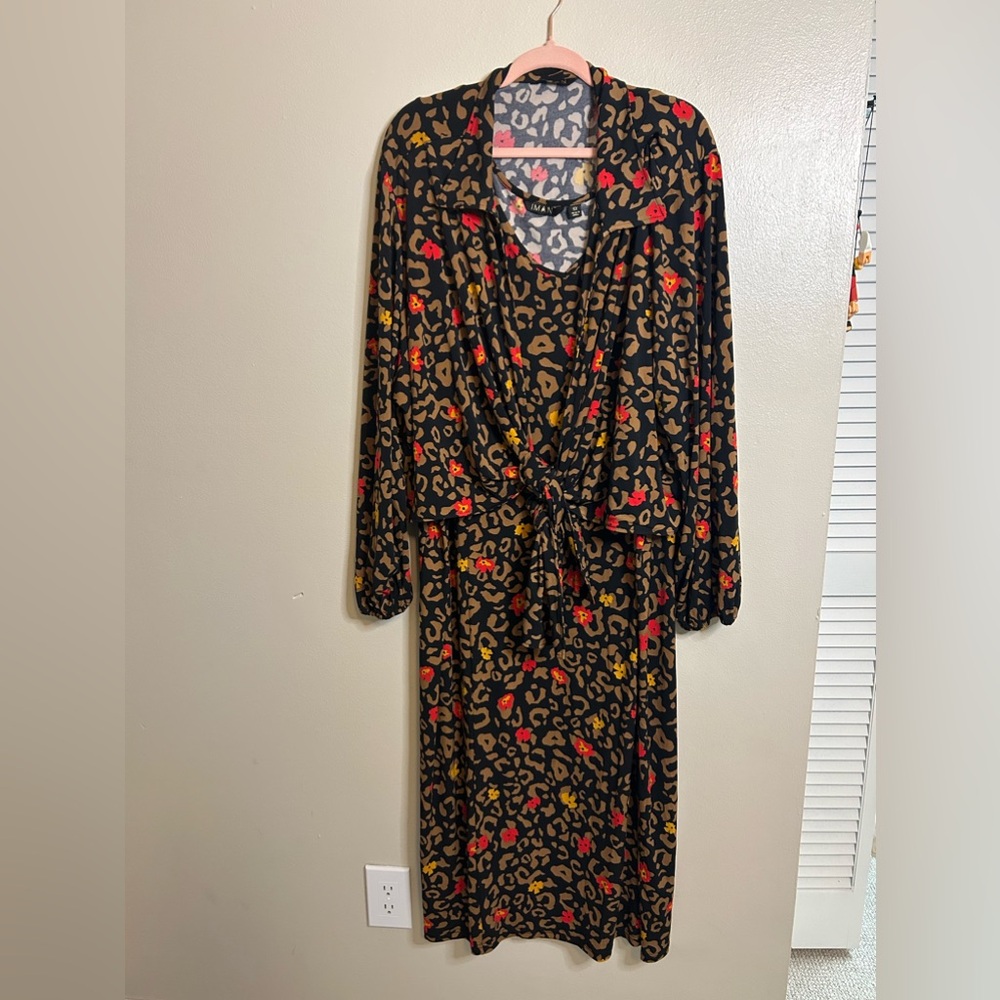 Iman 2 Piece Sleeveless‎ Dress With Shrug Size 5X